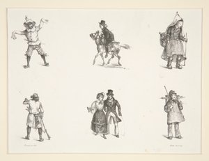 Två motiv och fyra stående och stående figurer av Paul Gavarni