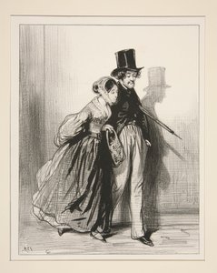 Eugène och hans lilla flicka. av Paul Gavarni