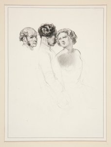 Figurstudie; Grupp av tre figurer av Paul Gavarni