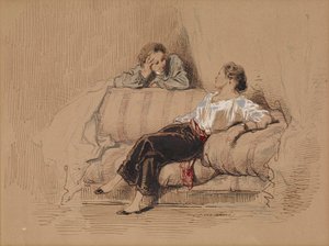 Dam på en soffa av Paul Gavarni