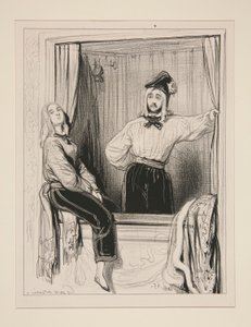 Viscount Aime de Trois Etoiles och Dame Eloa de Tremblemont åker av Paul Gavarni