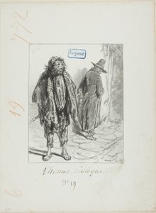 Les Propos de Thomas Vireloque: Figaro som blivit gammal blir Bazile av Paul Gavarni