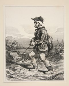 Herr Gontard (du Clos-Gorju), stor jordägare, valbar väljare, på jakt i gryningen (Ur serien: Types Contemporaines) av Paul Gavarni