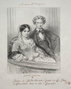 Masker och ansikten: Paric, par-la: Phèdre at the Théâtre-Francais..., 1857-1858. av Paul Gavarni