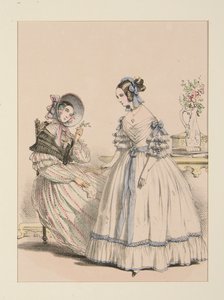 NOVEMBER 1838. Scarfklänning för gethår ​​med pärlband; av Paul Gavarni