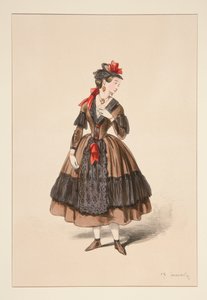 Portugisisk kvinna. Livstycke och sidenskjol, ... av Paul Gavarni