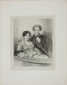 Här och där: Phèdre på Théâtre-Francais... av Paul Gavarni