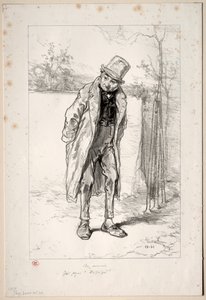 Physionomies Parisiennes: Au Marais. Här, Azor! här!, 1857-58. av Paul Gavarni