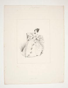 BALKLÄNNING. Jouenne frisyr, Nattier blommor. av Paul Gavarni