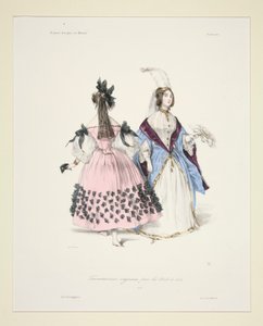 ORIGINAL TRAVESTISSEMENS (sic) för bollarna 1834. 5 och 6. av Paul Gavarni