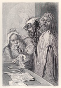 Forskarna från Lordbruldrud undersöker Gulliverf från franska upplagan av Gullivers Travels av Jonathan Swift av Paul Gavarni