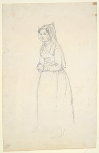 Kvinna i bondedräkt (recto and verso) av Paul Gavarni