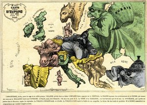 Drolatisk karta över Europa för 1870