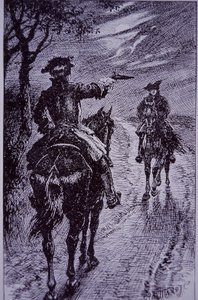 Dick Turpin möter landsvägsmannen Tom King (gravyr)