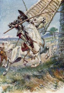 Don Quijote kör sin lans i seglet