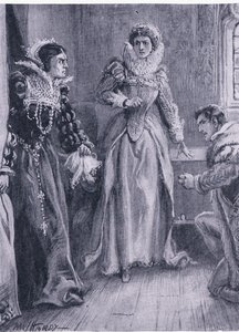 Drottning Mary Elizabeth och Courtenay Jag kommer att svara på den frågan ropade Mary som kastade åt sidan Arras, illustration från The Worlds Library of Best Books, ca 1940