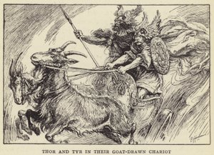 Thor och Tyr i sin getdragna vagn