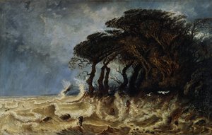 Spring Tide nära Honfleur, ca 1861 av Paul Huet