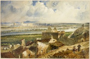 Utsikt över Avignon (från Villeneuve les Avignon) av Paul Huet
