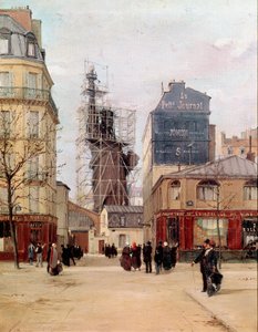 La Liberte lyser upp världen Libertestatyn gjord av Frederic Auguste Bartholdi 1834-1905) i Gayet-gjuteriet, rue de Chazelles nära Boulevard de Courcelles i Paris innan avresan till New York 1883. Målning av Paul Joseph Victor Darga