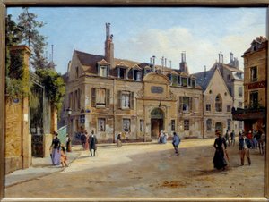 Utsikt över det före detta Pie-sjukhuset i rue Lacepede i Paris Målning av Victor Dargaud (ca 1850-ca 1913) 1904 Sön. 0,24 x 0,38 m Paris, Musee Carnavalet
