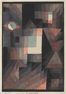 Abstrakt. Röd/grön nyans med lite cinnibar i vertikalt format av Paul Klee