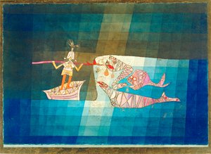 Stridsscen från den komiska operan "The Seafarer" (flämtning) av Paul Klee
