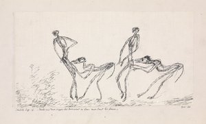 Candide, kapitel 16. Medan två apor följde efter dem och bet i sina rumpor, 1911. av Paul Klee