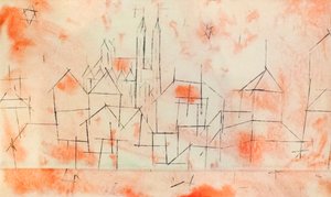 Stad med gotisk katedral av Paul Klee