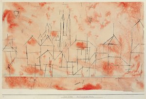 Stad med gotisk katedral, 1925. av Paul Klee