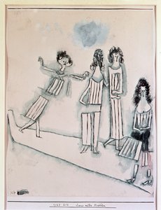 Scen med flickor (teckning, 1900-talet) av Paul Klee