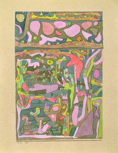 Solen upptäcker att färgernas värld redan existerar, komplicerad komposition av Paul Klee