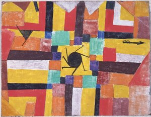Med den roterande svarta solen och pilen, 1919. av Paul Klee
