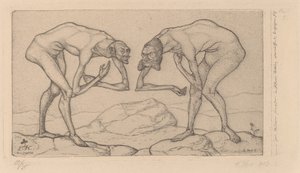 Två män, som tror att varandra har en högre rang, möts (Two Men Meet, Every Believing the Other to Be of Higher Rank av Paul Klee