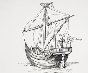 Ett segelfartyg från 1400-talet. av Paul Lacroix