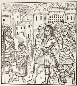 Louis, Louis Ix av Frankrike, och hans två bröder, Alphonse och Charles, tillfångatas av saracenerna efter slaget vid Fariskur, april 1250, under det sjunde korståget.