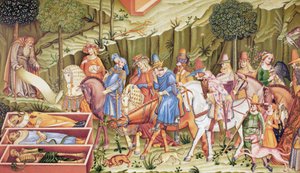 Dödens triumf, Freskomålning i Campo-Santo, Pisa, Italien, tillskriven Francesco Traini.