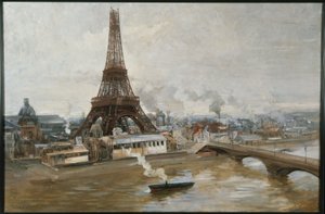 Eiffeltornet och verken på världsutställningen i januari 1889, i 1-1889 (olja på duk)