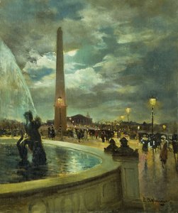 The Place de la Concorde (olja på pannå) av Paul Marcel Balmigere