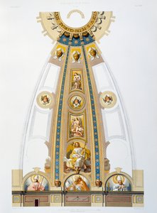 Mosaikdekoration av stor kupol, kromolitograf från Vatikanen och Peterskyrkan av Paul Marie Letarouilly