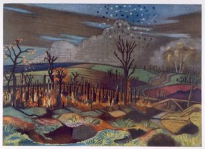 Air Fight at Wytschaete, från brittiska artister vid fronten, fortsättning på västfronten, del tre, Paul Nash av Paul Nash