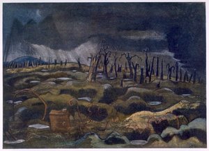 Nightfall, från British Artists at the Front, Fortsättning av västfronten, del tre, Paul Nash av Paul Nash