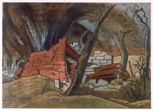 Shell Bursting, från brittiska artister vid fronten, fortsättning på västfronten, del tre, Paul Nash av Paul Nash