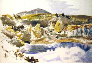 Den blå poolen (akvarell på papper) av Paul Nash