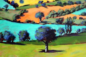 Coombe close up 2 (akryl ombord) av Paul Powis
