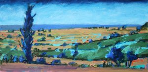 Devon Coast, 2021 (akryl på kartong) av Paul Powis