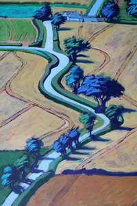 Lane i sommar närbild 2 (akryl ombord) av Paul Powis