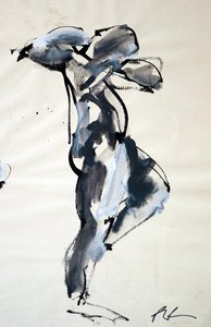 Life Drawing, 2024 (bläck på papper) av Paul Powis
