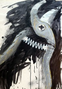 Secateurs, 2024 (blandteknik på papper) av Paul Powis