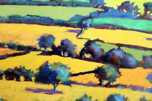 Vitbladig ek närbild 5 (akryl ombord) av Paul Powis